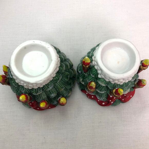 J.T.S. International Co VTG 90's Christmas Tree Tealight Candle Holder Set of 2 - Picture 7 of 9